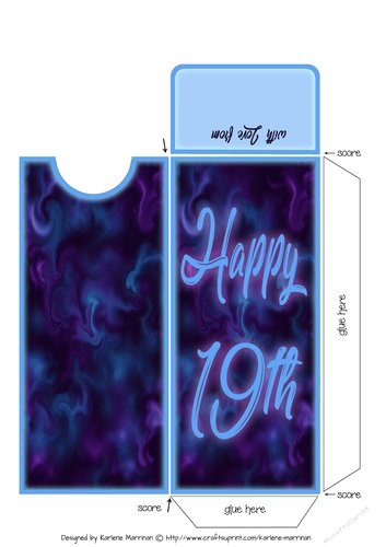 Blue Glow 19th Birthday Voucher/Gift/Money Wallet/Pocket/Envelope