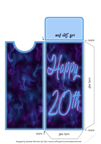 Blue Glow 20th Birthday Voucher/Gift/Money Wallet/Pocket/Envelope