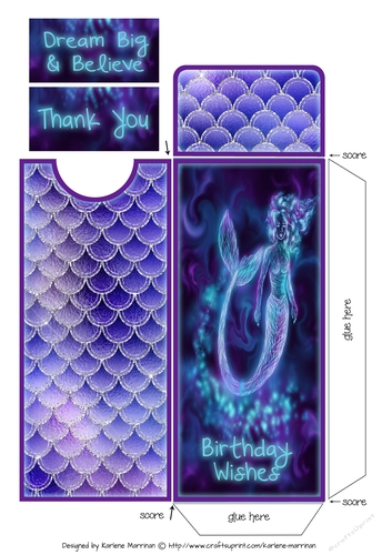 Blue Glow Mermaid 1 Voucher/Gift/Money Wallet/Pocket/Envelope