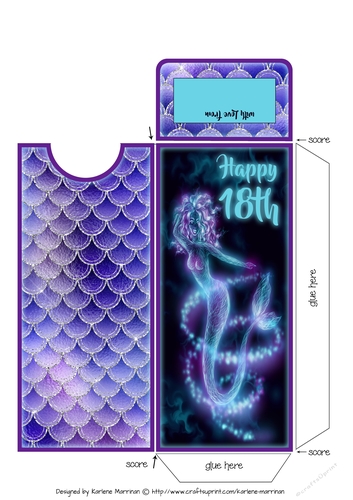Blue Glow Mermaid 18th Voucher/Gift/Money Wallet/Pocket/Envelope