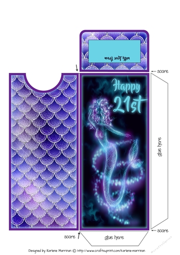 Blue Glow Mermaid 21st Voucher/Gift/Money Wallet/Pocket/Envelope