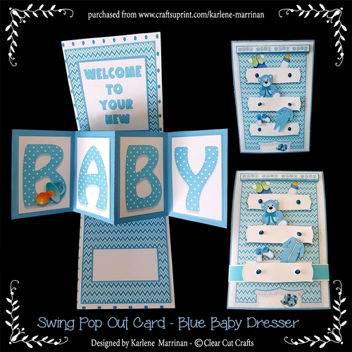 Baby Boy Blue Twisted Pop Up Card