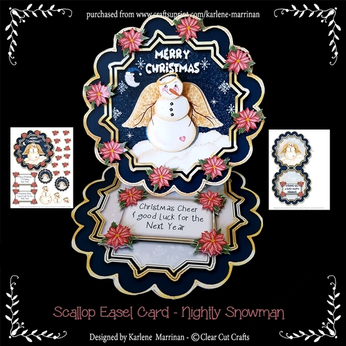Santa is Here Scalloped Easel Card
