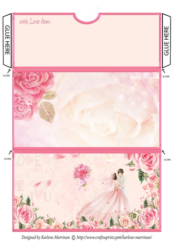 Bride, Groom & a Bouquet Wedding Voucher/Money/Gift Wallet/Pocket Envelope