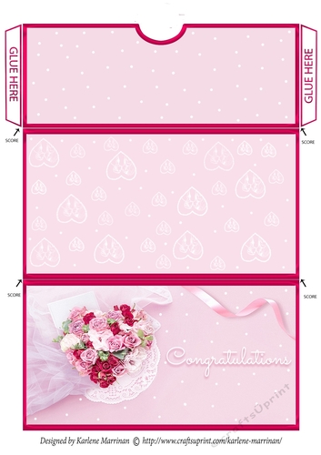Pink Bouquet  Voucher/Money/Gift Wallet/Pocket Envelope