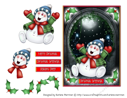 Happy Christmas Snowman Card TOpper