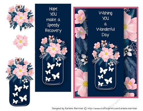 Pink on Navy Ladies Floral Crd Topper