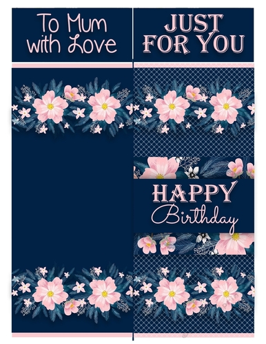 DL Pink on Navy Ladies Floral Card Topper