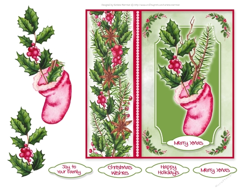 Stocking Full of Holly Card Topper