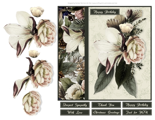 Winter Floral Side Panel Card Topper- Design 1