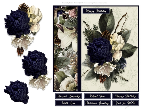 Winter Floral Side Panel Card Topper- Design 2