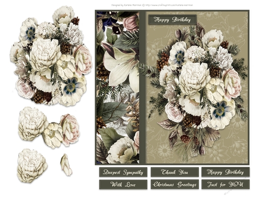 Winter Floral Side Panel Card Topper- Design 3