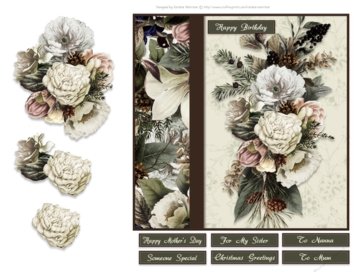 Winter Floral Side Panel Card Topper- Design 4