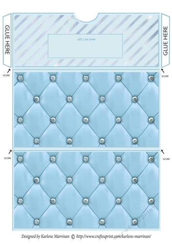 Quilted & Studded Gift/Money/Voucher Pocket/Wallet Envelope for any Occasion - Blue