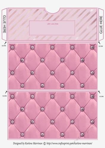 Quilted & Studded Gift/Money/Voucher Pocket/Wallet Envelope for any Occasion - Pink