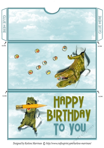 Dinosaur Birthday  Gift/Voucher/Money Wallet/Pocket/Envelope
