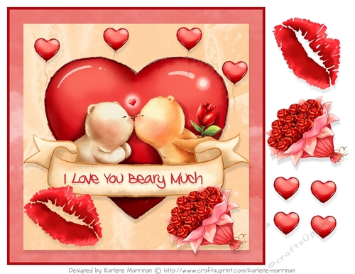 Love You Beary Much Valentine Card Topper