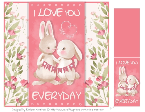 Bunny Love Romantic Valentines Day Card Topper