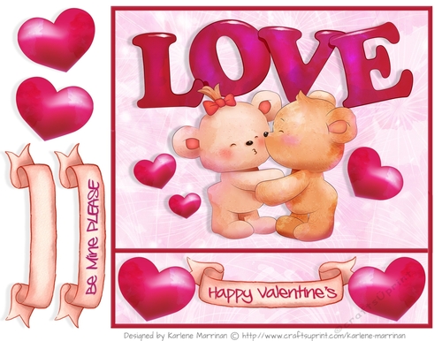 Kissing Bear Romantic Valentines Day Card Topper