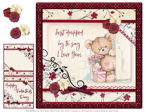Teddy I Love You Valentines Day Card Topper