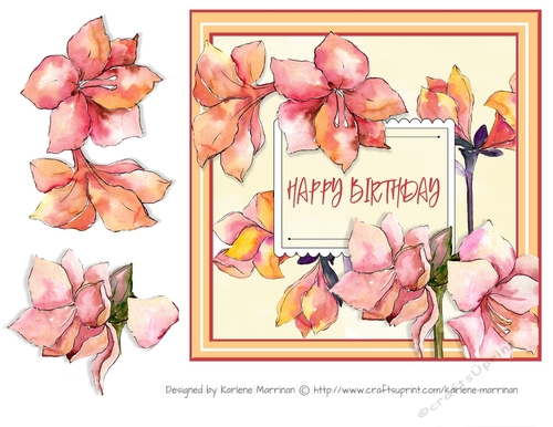 Amaryllis Floral Happy Birthday Card Topper