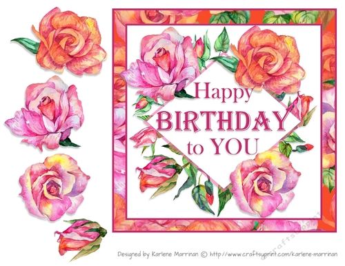 Bright Roses Card Topper-Birthday