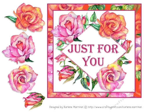 Bright Roses Card Topper - Just for You