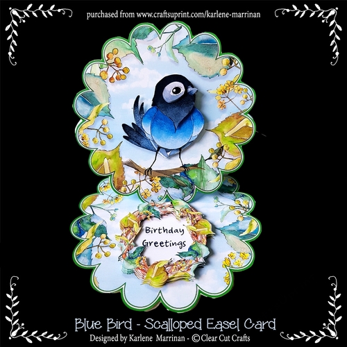Blue Bird - Scalloped Easel Card