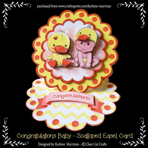 Baby Congratulation - Scalloped Easel Card