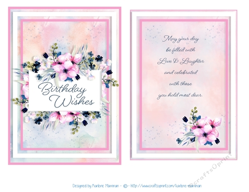 Soft Pink Watercolor Card Topper and Insert