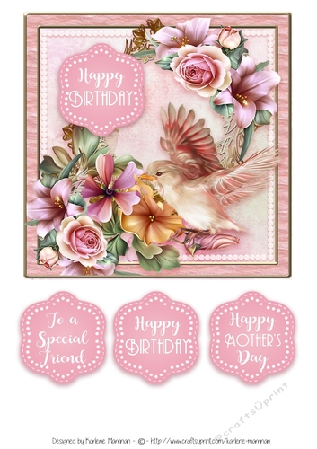 A Bird in the Blooms Card Topper