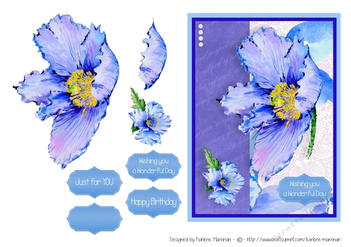 Blue Poppy Card Topper