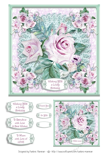 Pastel Roses Card Topper