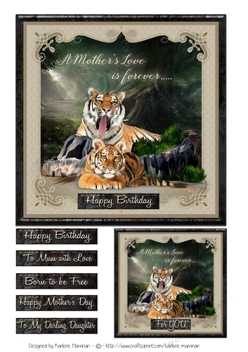 A Mothers Love Tiger Card Topper