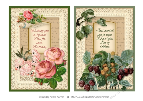 Duo of  Florals Vintage & Lace Card Topper- set 2
