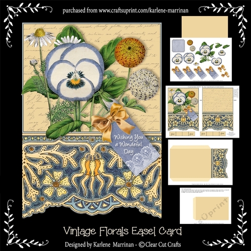 Vintage Florals Easel Card with matching Envelope