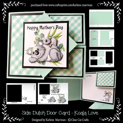 Koala Mothers Day Dutch Door Sideways Fold Card