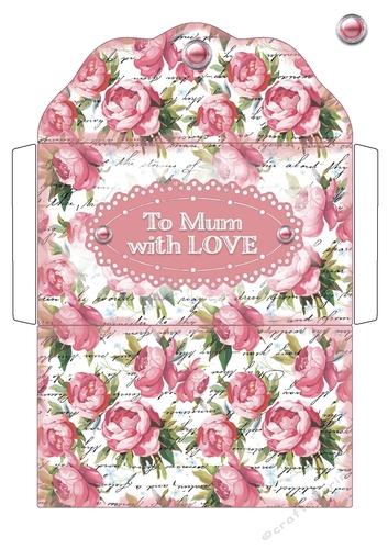 To Mum with Love Floral Gift/Voucher/Money Wallet/Pocket/Envelope