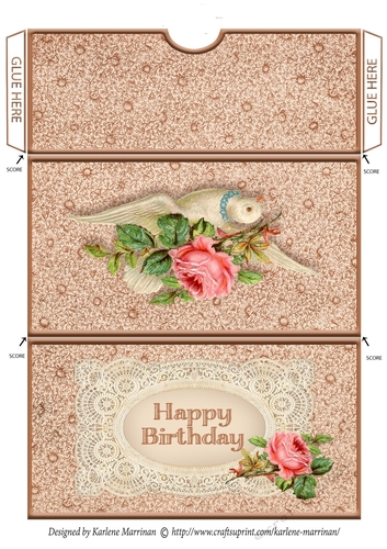Vintage Birds Floral Gift/Voucher/Money Wallet/Pocket/Envelope