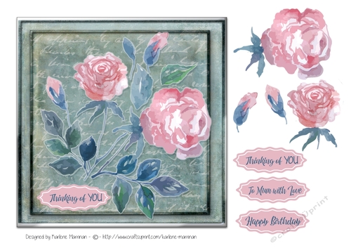 Vintage Look - Watercolour Rose 