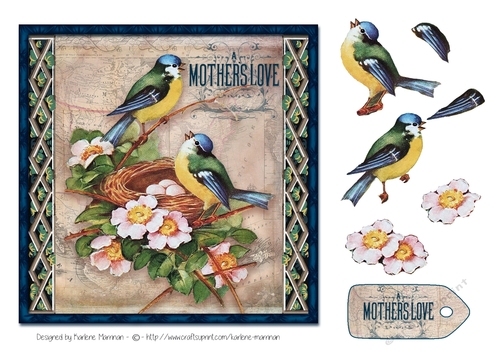 Vintage Look - A Mothers Love Bird Card Topper