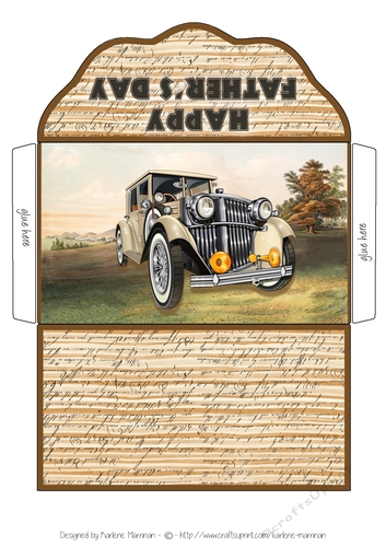 Happy Fathers Day Vintage Car Wallet, Pocket or Envelope for Money or Gift Vouchers