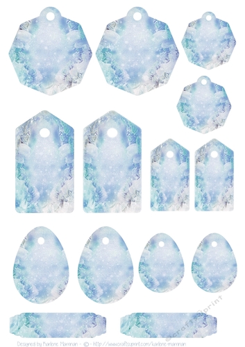 Journal or Gift Tags Set Water Colour Collage - Blue
