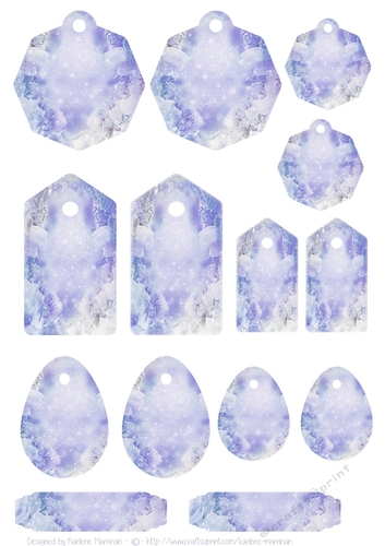 Journal or Gift Tags Set Water Colour Collage - Purple