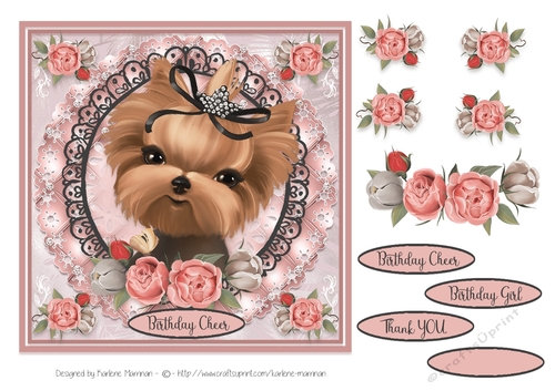 Bouquets & Lace Silky Terrier Card Topper