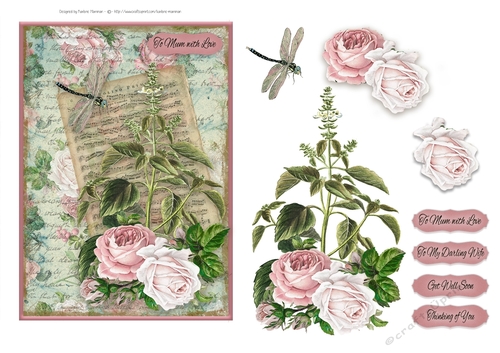 Vintage Roses & Music Card Topper