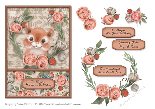In the Woods Creatures Series - Card Topper - Squirrel