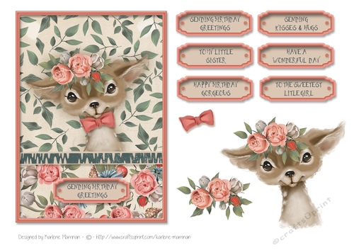 In the Woods Creatures Series - Card Topper - Deer