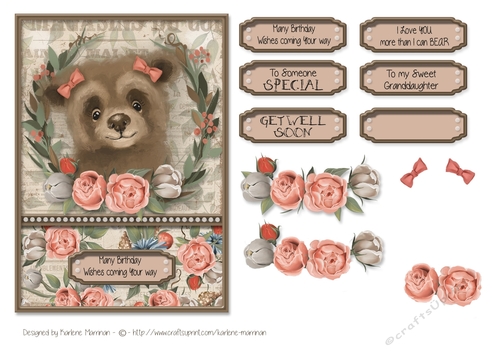 In the Woods Creatures Series - Card Topper - Bear