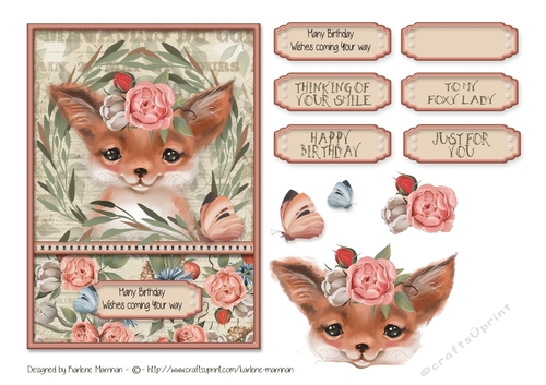 In the Woods Creatures Series - Card Topper - Fox